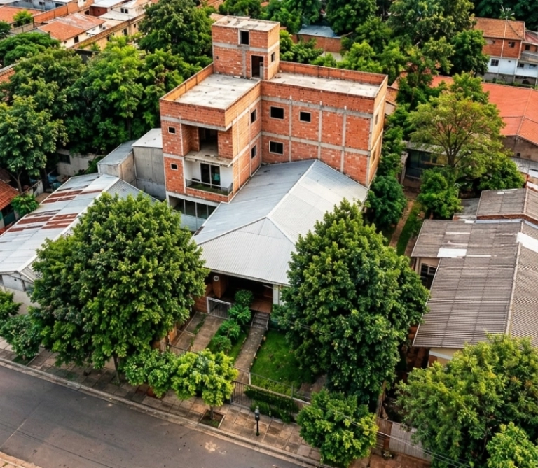 Edificio de 3 Pisos en Construcción + Casa al Frente sobre Terreno